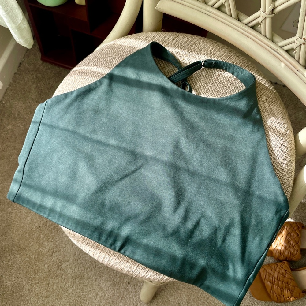 Girlfriend Collective Forest Green Sports Bra (Topanga Halter Sports Bra)